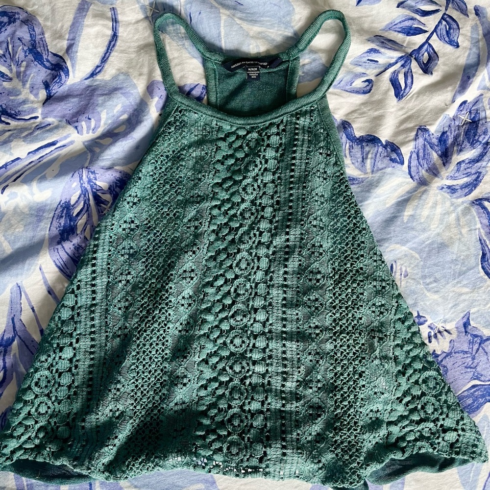 Green American Eagle See Through Crop Top Size Medium